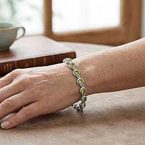 EverTrue Hebei Peridot 6.70 ctw Bracelet in Stainless Steel (6.50 In)