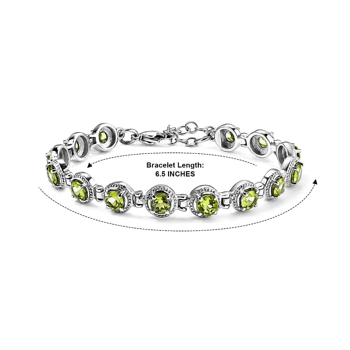 EverTrue Hebei Peridot 6.70 ctw Bracelet in Stainless Steel (6.50 In) image number 1