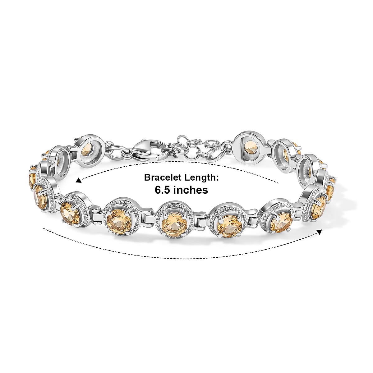 EverTrue Premium Brazilian Citrine 6.65 ctw Bracelet in Stainless Steel (6.50 In) image number 2