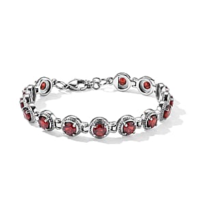EverTrue Mozambique Garnet 8.70 ctw Bracelet in Stainless Steel (6.50 In)