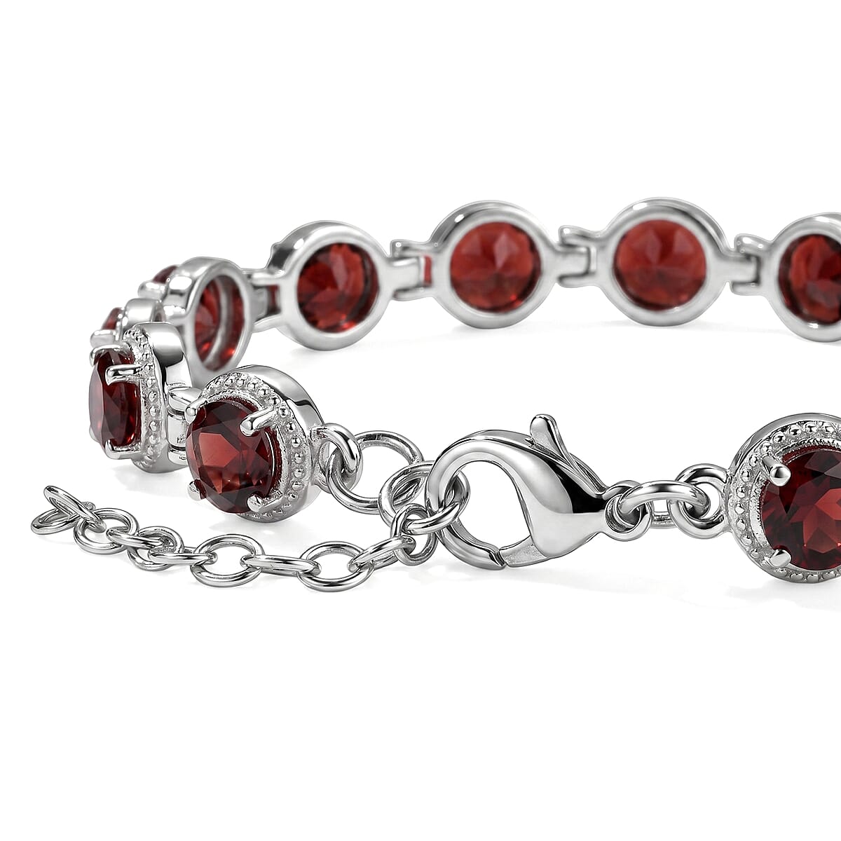 EverTrue Mozambique Garnet 8.70 ctw Bracelet in Stainless Steel (6.50 In) image number 1
