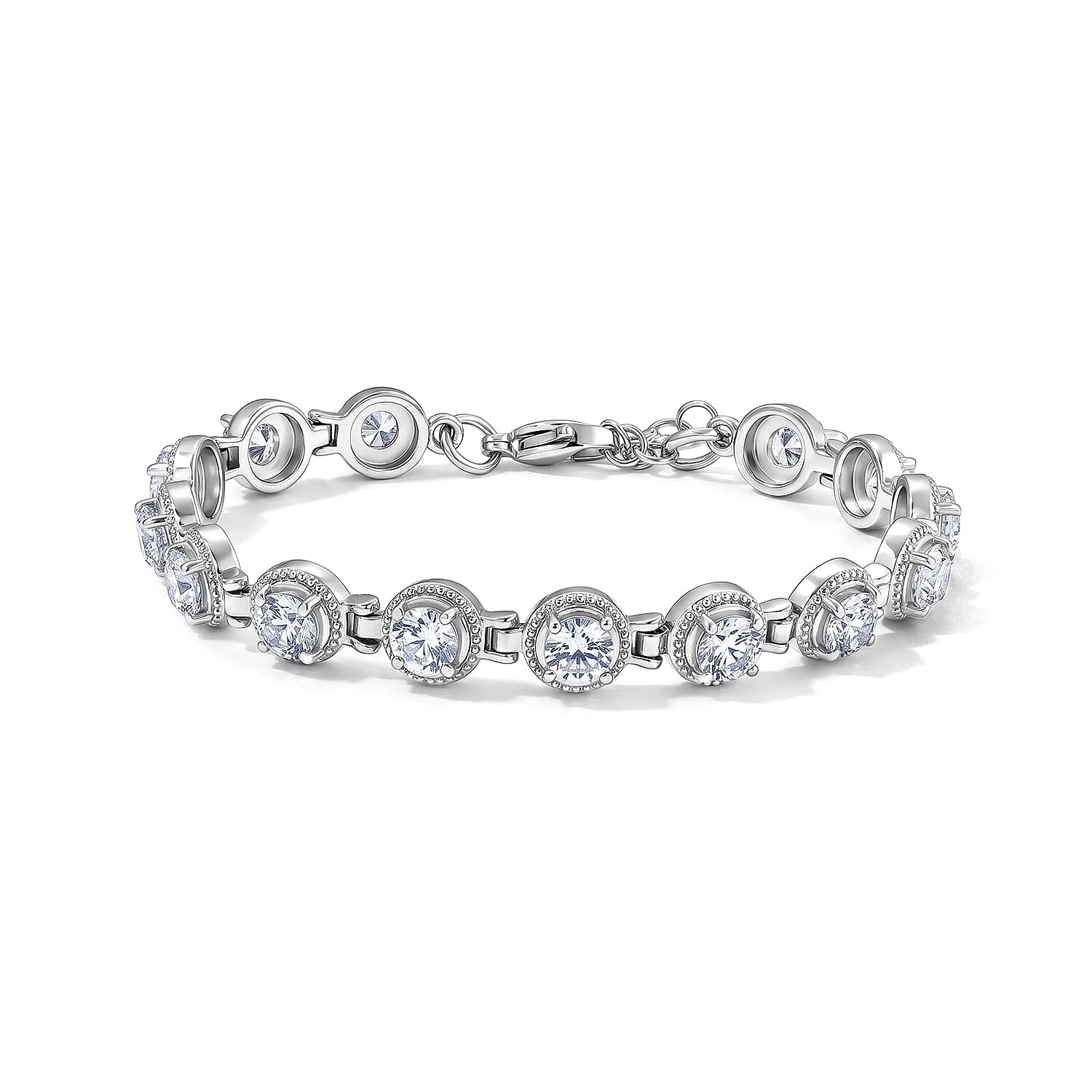 Epic Deal EverTrue Sky Blue Topaz Vintage Station Bracelet in Stainless Steel (6.50 In) 10.10 ctw