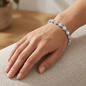 EverTrue White Topaz 9.80 ctw Bracelet in Stainless Steel (6.50 In)