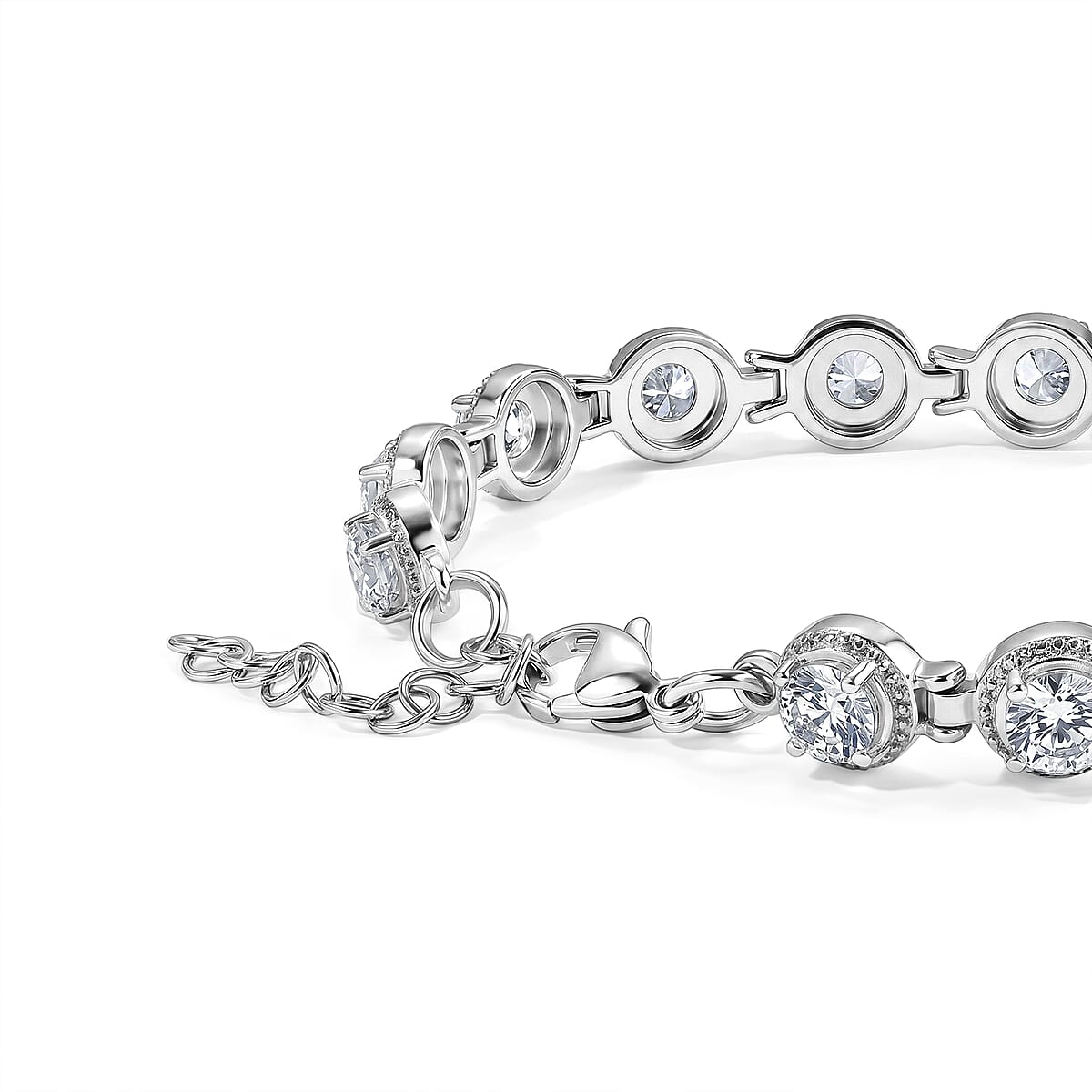 EverTrue White Topaz 9.80 ctw Bracelet in Stainless Steel (6.50 In) image number 3