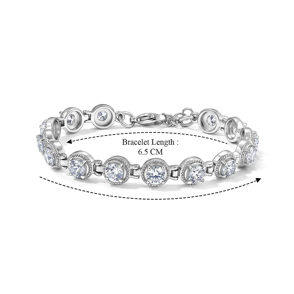 EverTrue White Topaz 9.80 ctw Bracelet in Stainless Steel (6.50 In) image number 4