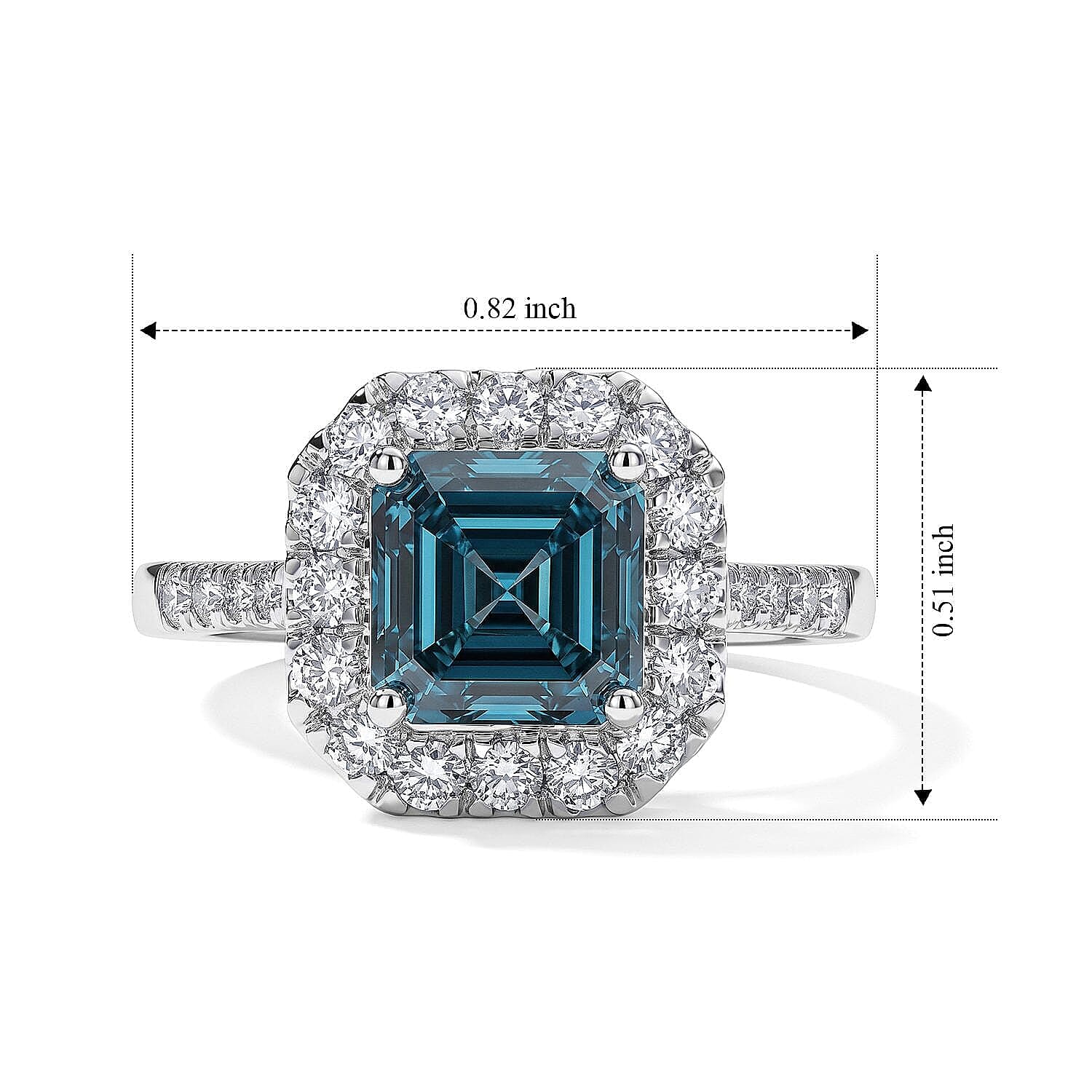 Luxuriant Lab Grown Blue Diamond (IR) and Lab Grown Diamond VS 2.50 ctw Halo Ring in 950 Platinum (Size  5.0)  6 Grams