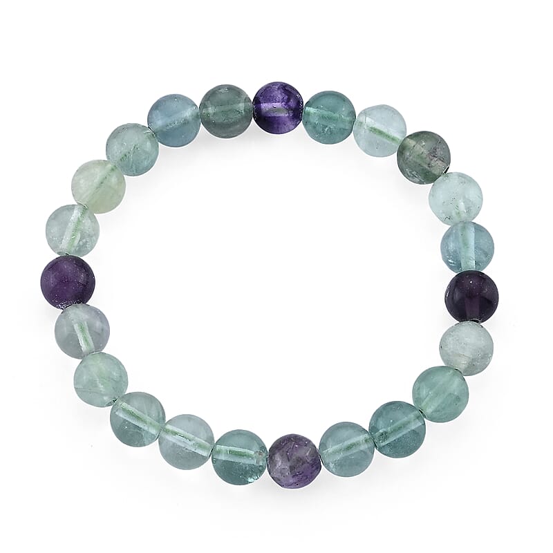 Multi Fluorite Beaded Stretch Bracelet 90.00 ctw
