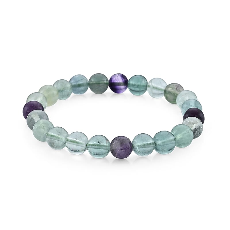 Multi Fluorite Beaded Stretch Bracelet 90.00 ctw