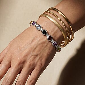 EverTrue Multi Gemstone 6.35 ctw Bracelet in Stainless Steel (6.50 In)