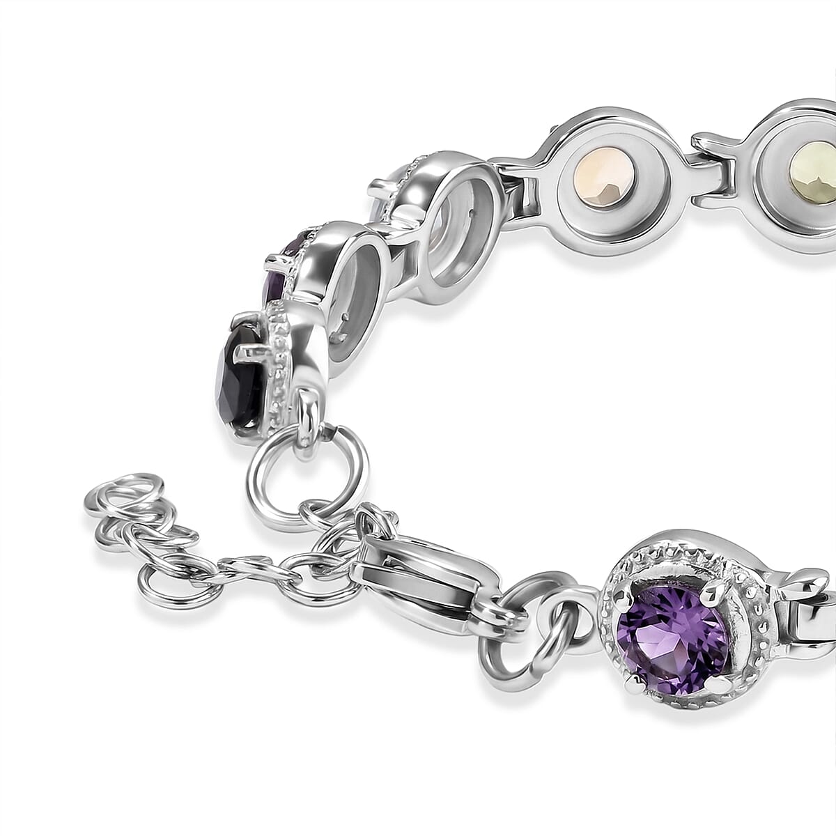 EverTrue Multi Gemstone 6.35 ctw Bracelet in Stainless Steel (6.50 In) image number 3