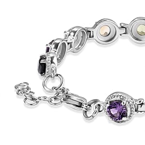 EverTrue Multi Gemstone 6.35 ctw Bracelet in Stainless Steel (6.50 In)
