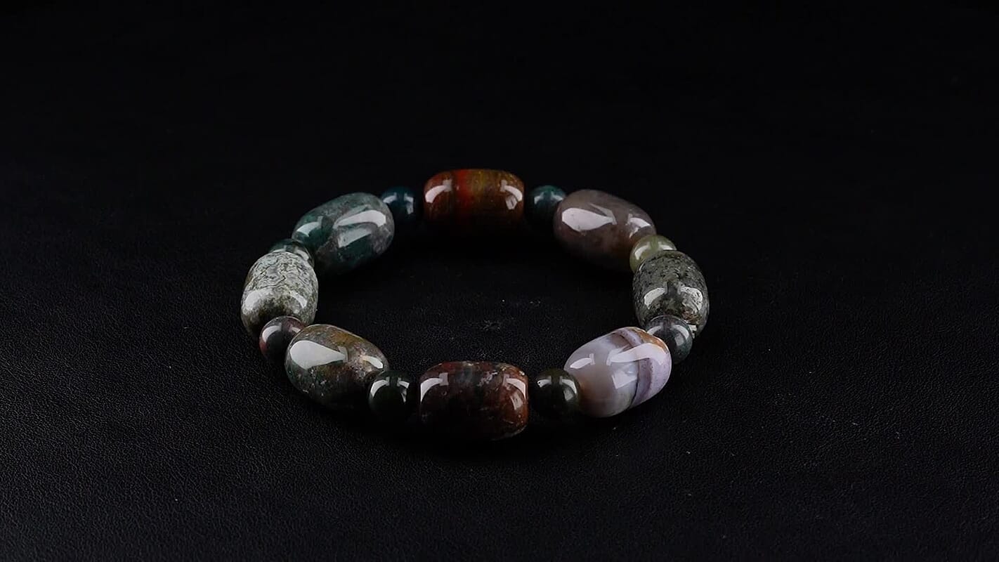 Indian Agate Beaded Stretch Bracelet 230.00 ctw