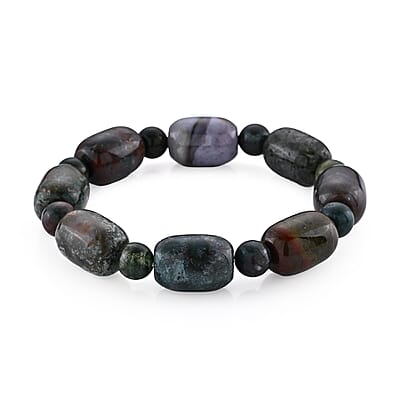 Indian Agate 230.00 ctw Beaded Stretch Bracelet