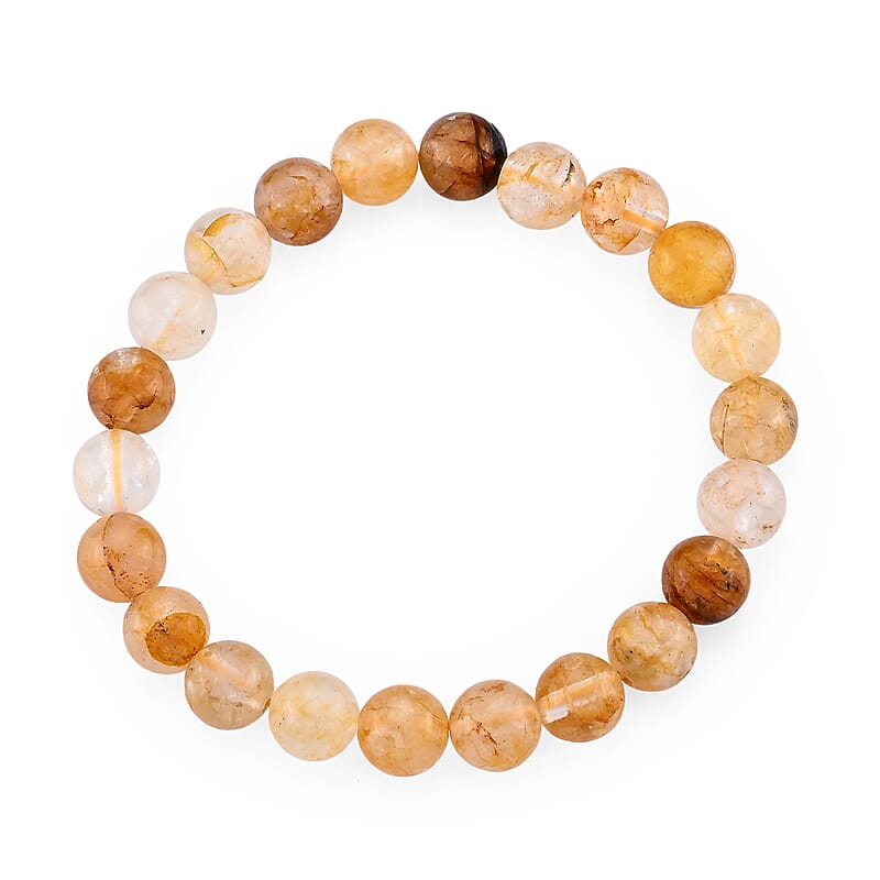 Yellow Hematoid Beaded Stretch Bracelet 85.00 ctw