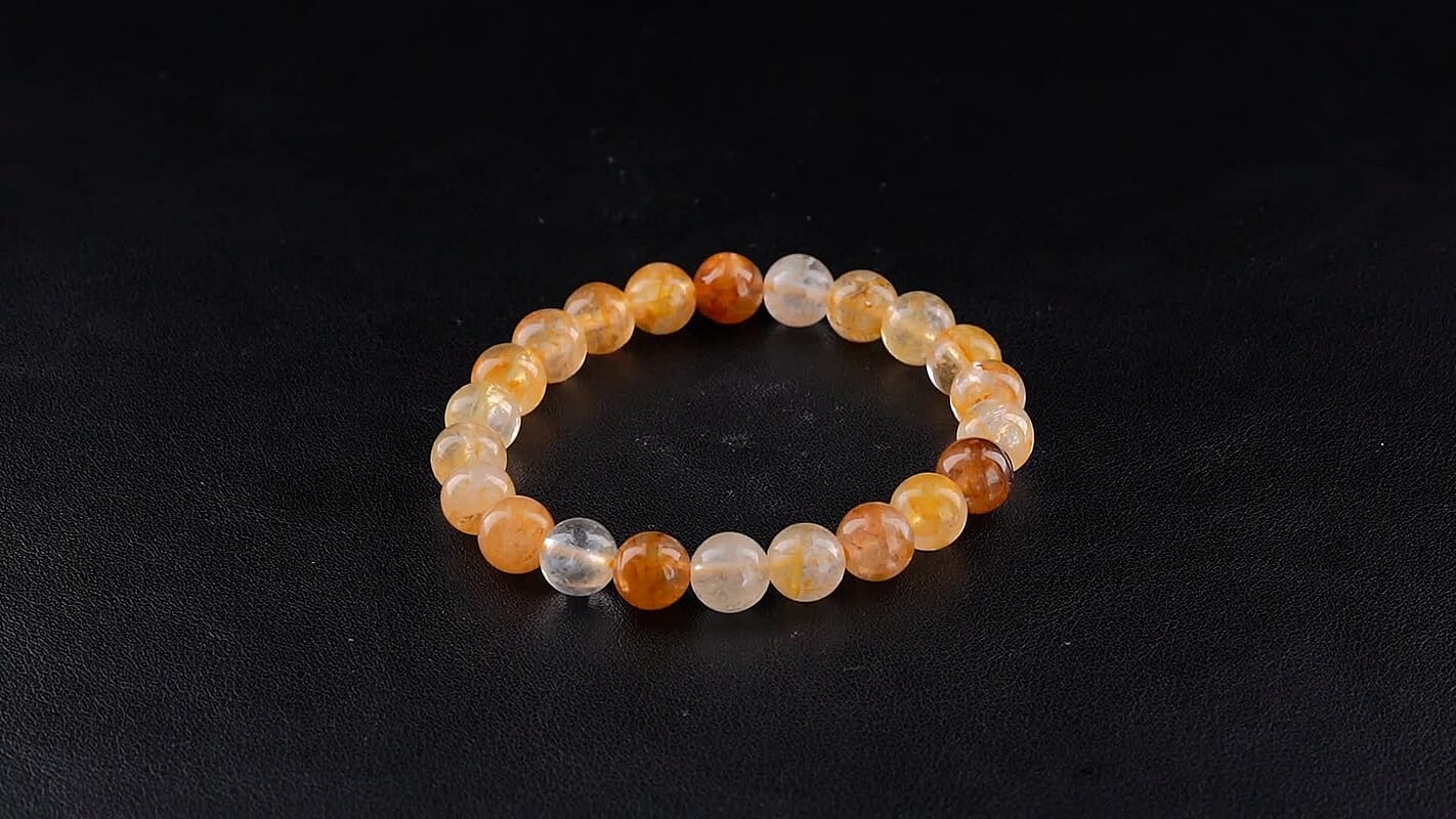 Yellow Hematoid Beaded Stretch Bracelet 85.00 ctw