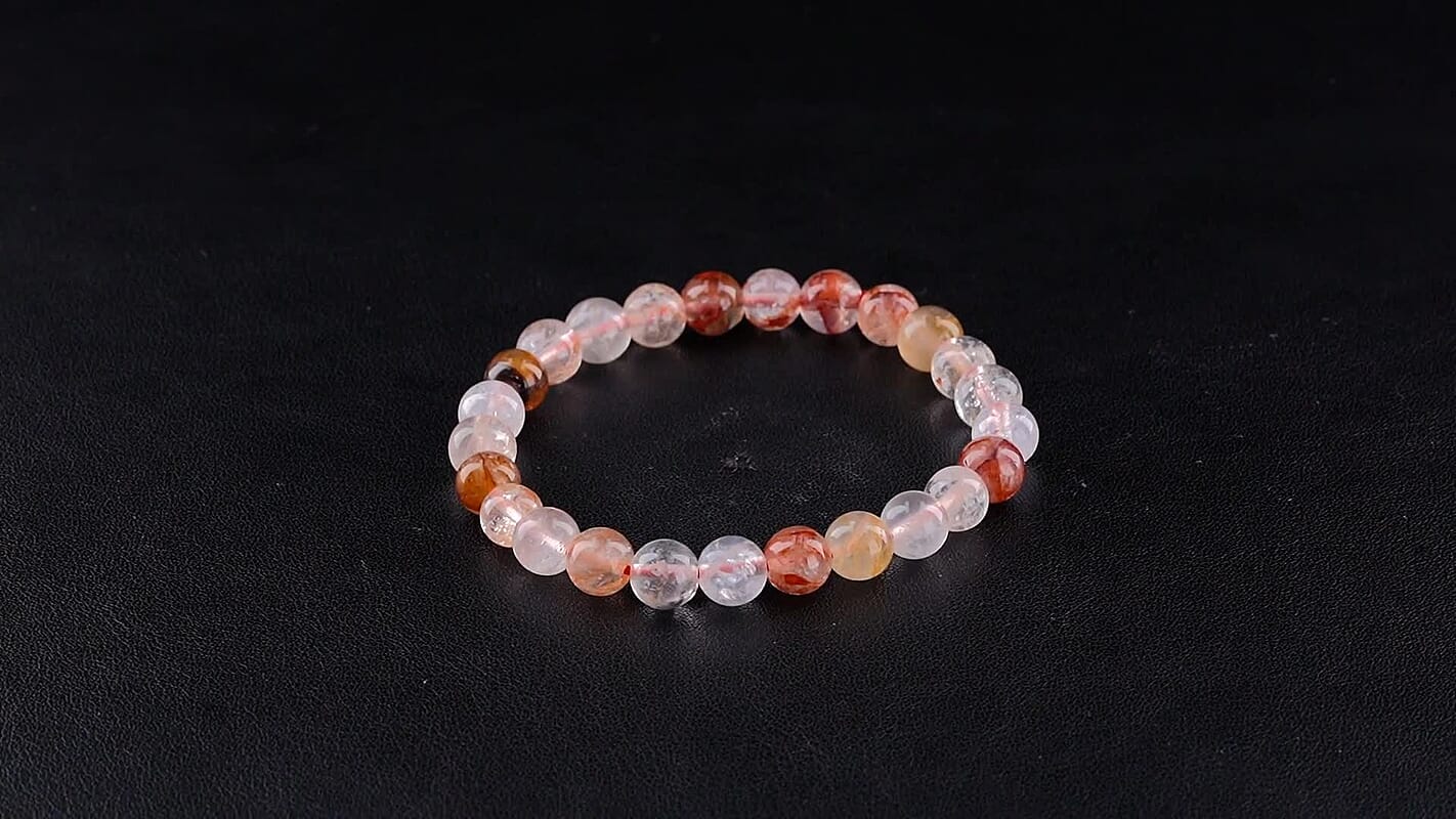 Multi Hematoid Quartz Beaded Stretch Bracelet 68.00 ctw