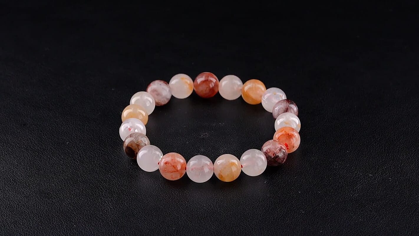 Multi Hematoid Quartz Beaded Stretch Bracelet 130.00 ctw
