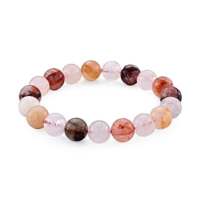 Multi Hematoid Quartz Beaded Stretch Bracelet 130.00 ctw