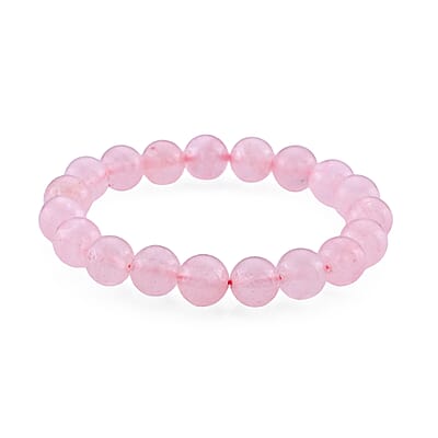 Rose Quartz Beaded Stretch Bracelet 128.00 ctw