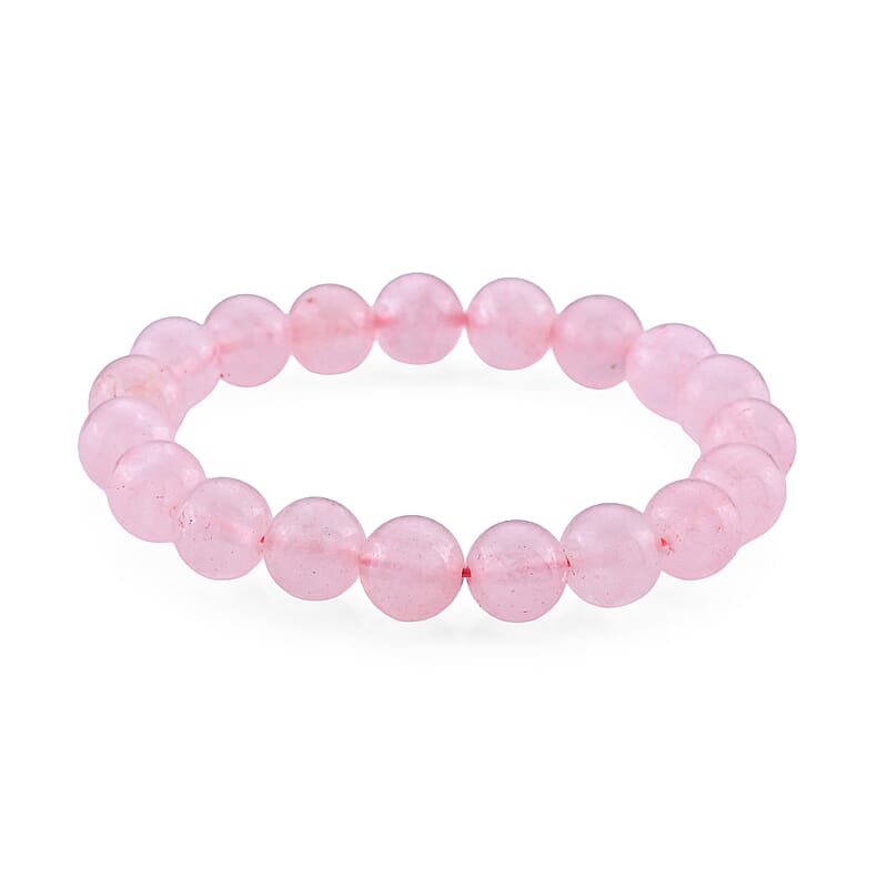 Rose Quartz Beaded Stretch Bracelet 128.00 ctw