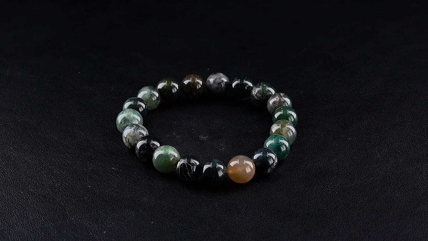 Moss Agate Beaded Stretch Bracelet 128.00 ctw