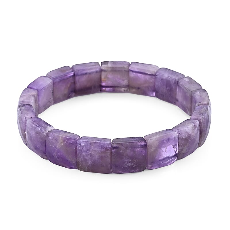 Dog Teeth Amethyst Beaded Stretch Bracelet 155.00 ctw