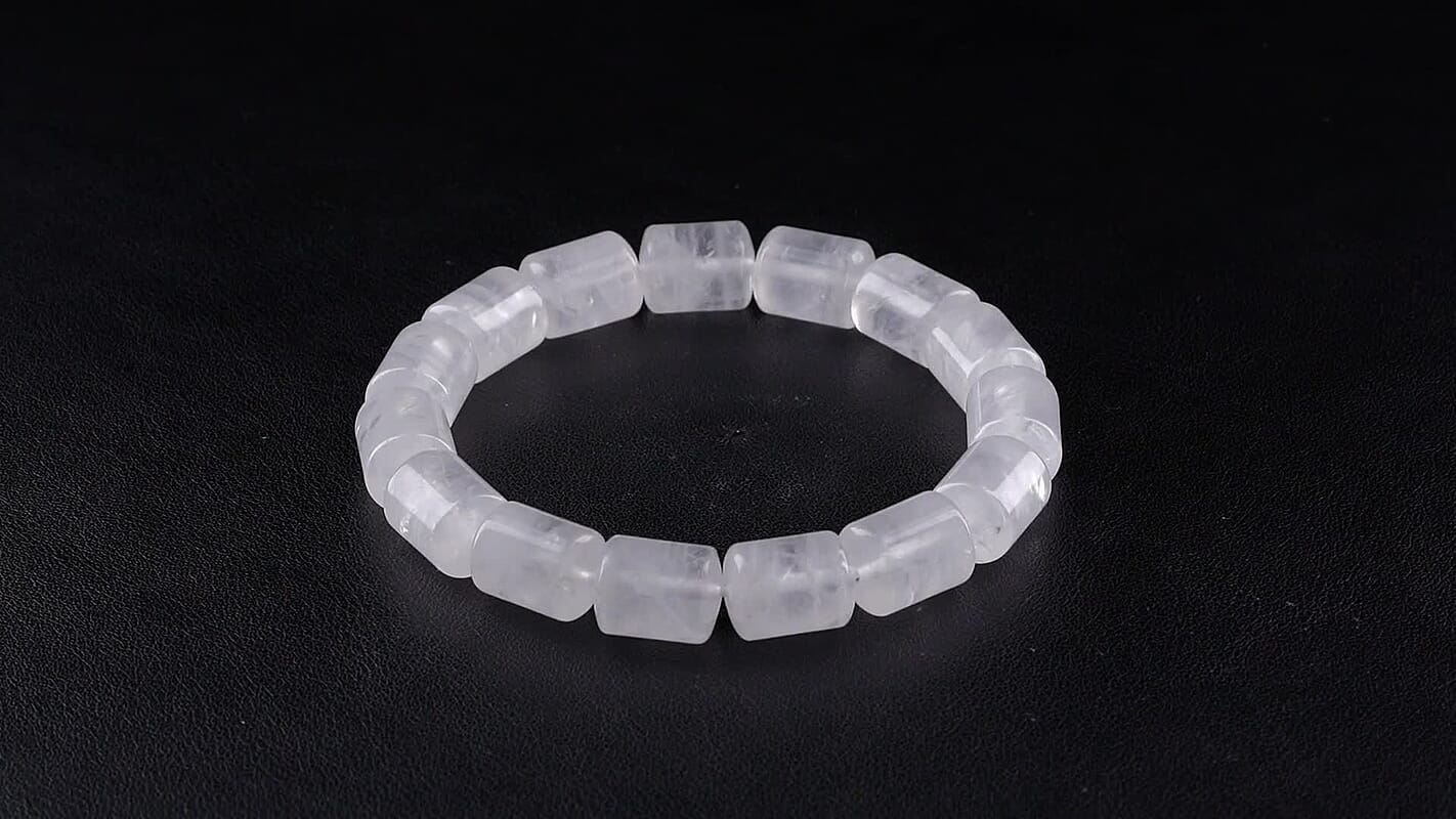 White Crystal Quartz Beaded Stretch Bracelet 200.00 ctw