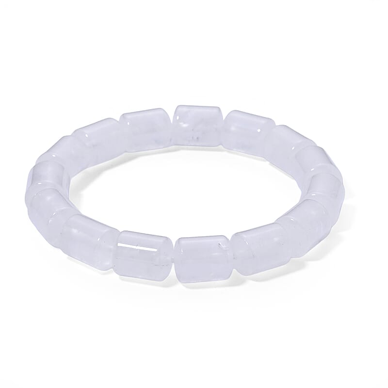 White Crystal Quartz Beaded Stretch Bracelet 200.00 ctw