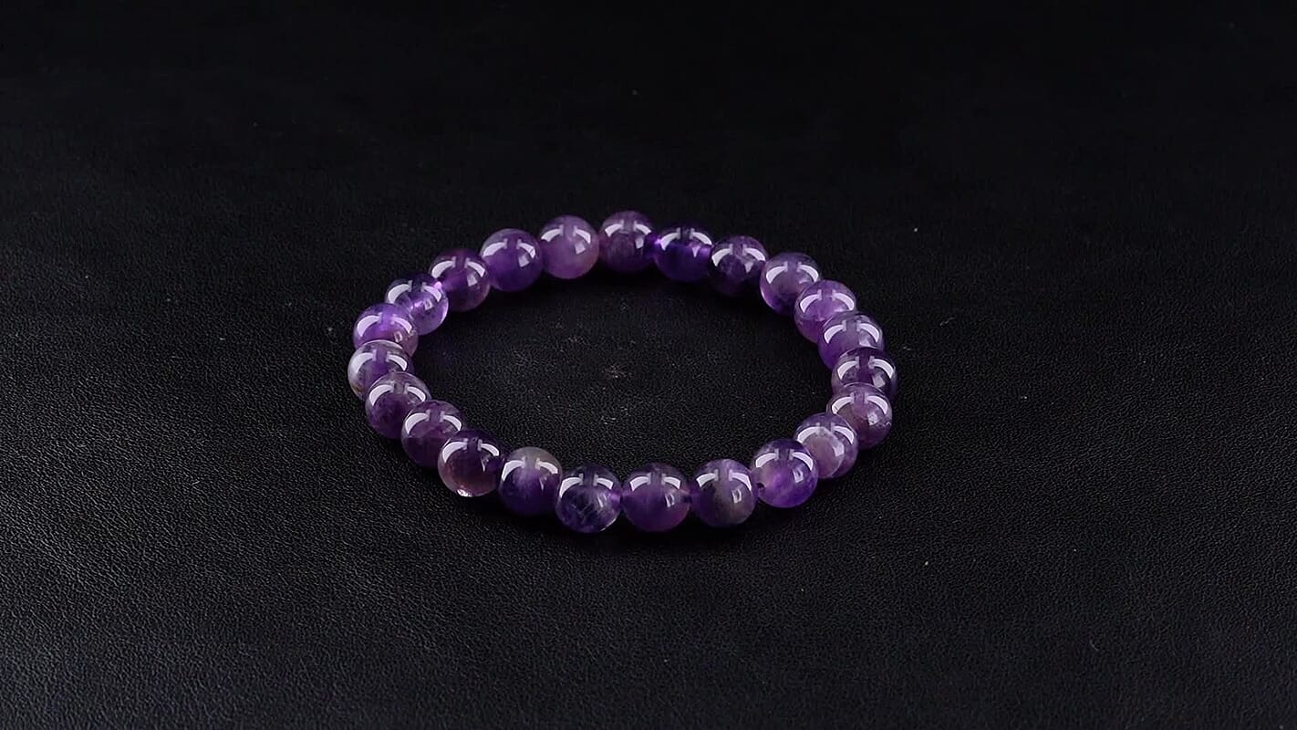 African Amethyst Beaded Stretch Bracelet 90.00 ctw