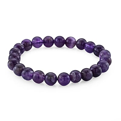 African Amethyst Beaded Stretch Bracelet 90.00 ctw