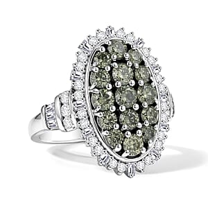D'Joy Montana Sapphire and Moissanite 3.80 ctw Midnight Mosaic Ring in Rhodium Over Sterling Silver (Size 10.0) (Ships in 10-12 Days)