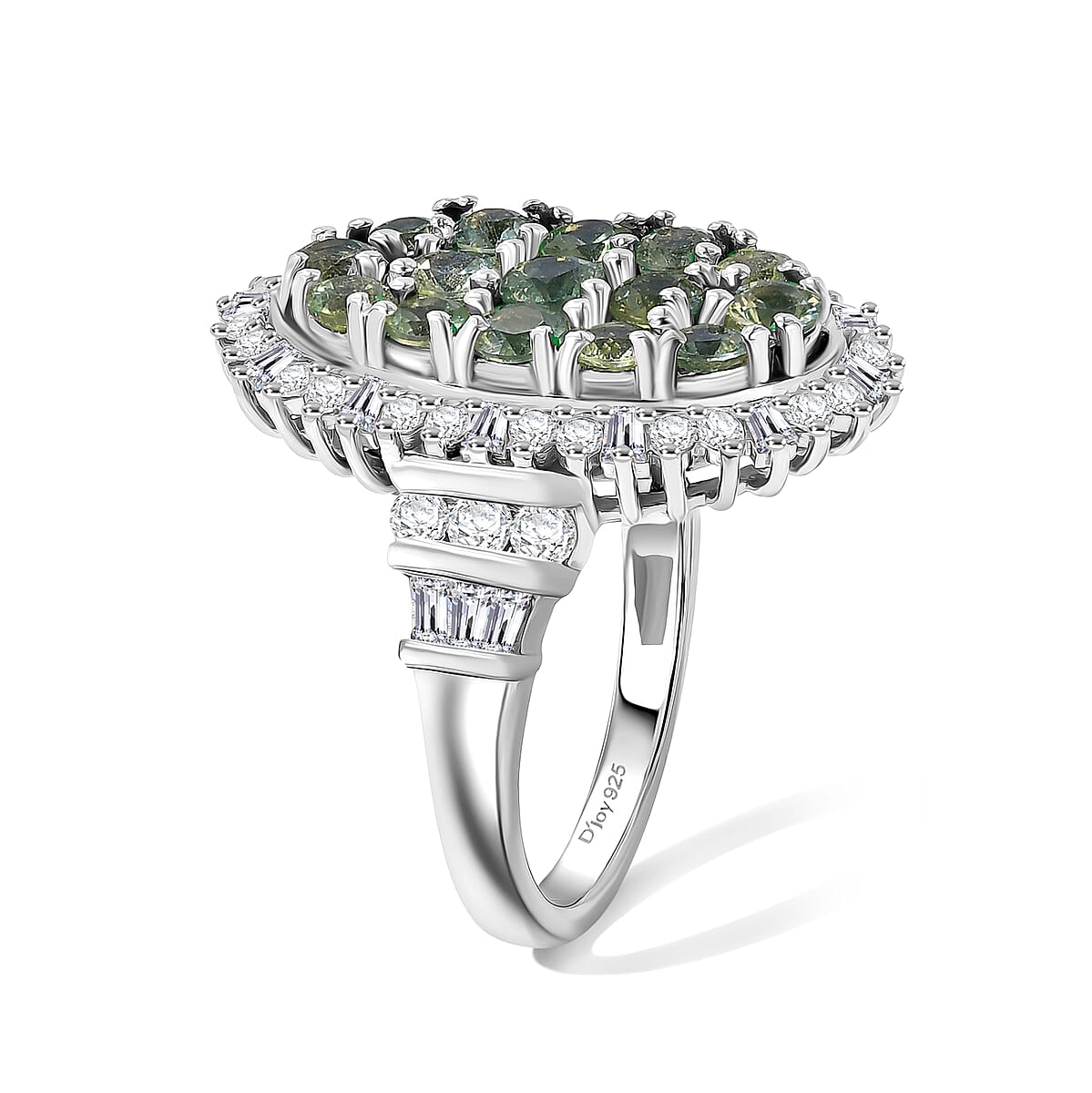 D'Joy Montana Sapphire and Moissanite 3.80 ctw Midnight Mosaic Ring in Rhodium Over Sterling Silver (Size 10.0) (Ships in 10-12 Days) image number 3