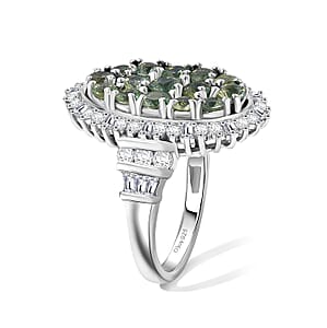 D'Joy Montana Sapphire and Moissanite 3.80 ctw Midnight Mosaic Ring in Rhodium Over Sterling Silver (Size 10.0) (Ships in 10-12 Days)
