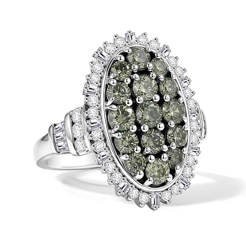 D'Joy Montana Sapphire and Moissanite 3.80 ctw Midnight Mosaic Ring in Rhodium Over Sterling Silver (Size 6.0)