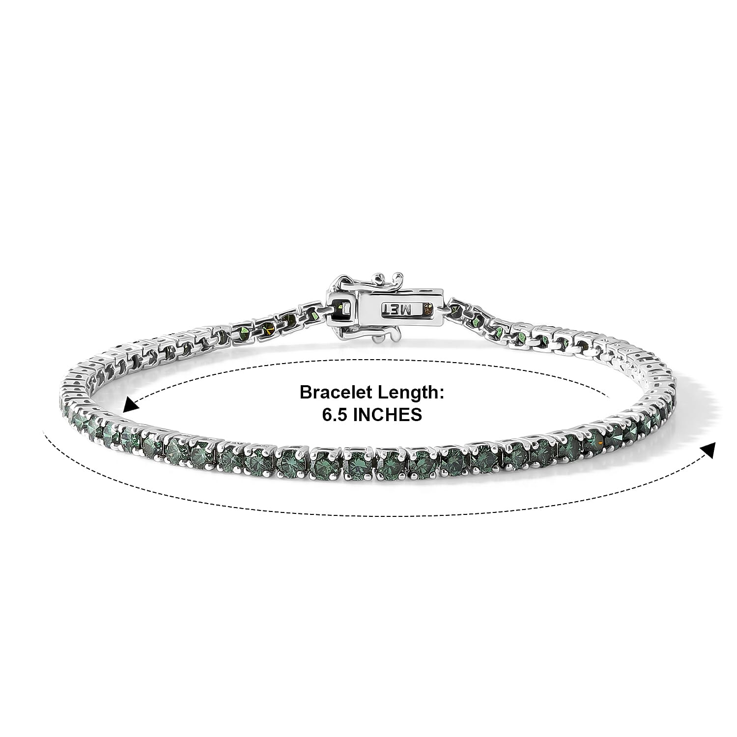 Luxuriant Lab Grown Green Diamond (IR) (SI) 3.50 ctw Verdant Classic Tennis Bracelet in Rhodium Over Sterling Silver (6.50 In)