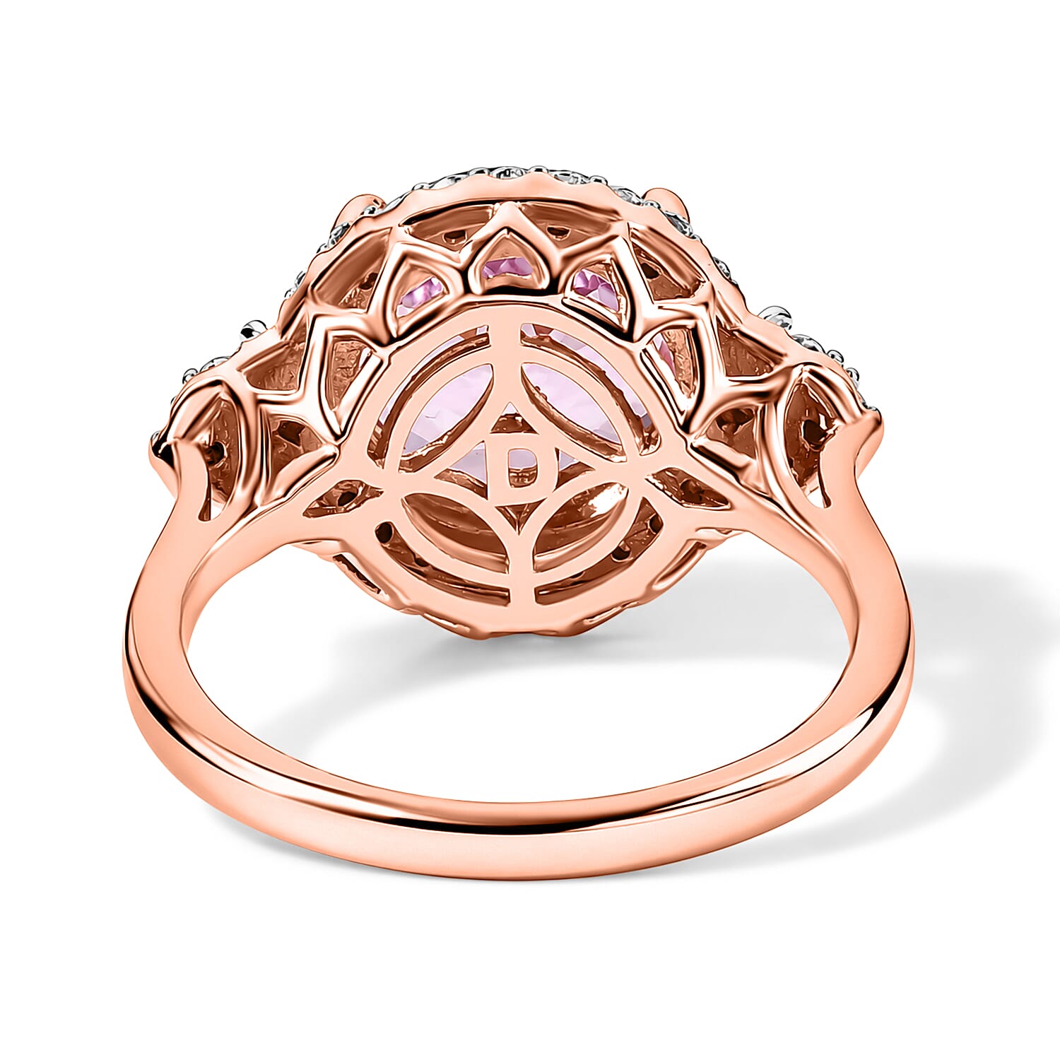 D'Joy Premium Martha Rocha Kunzite and Moissanite 5.30 ctw Ring in 18K Vermeil Rose Gold Over Sterling Silver (Size 6.0)