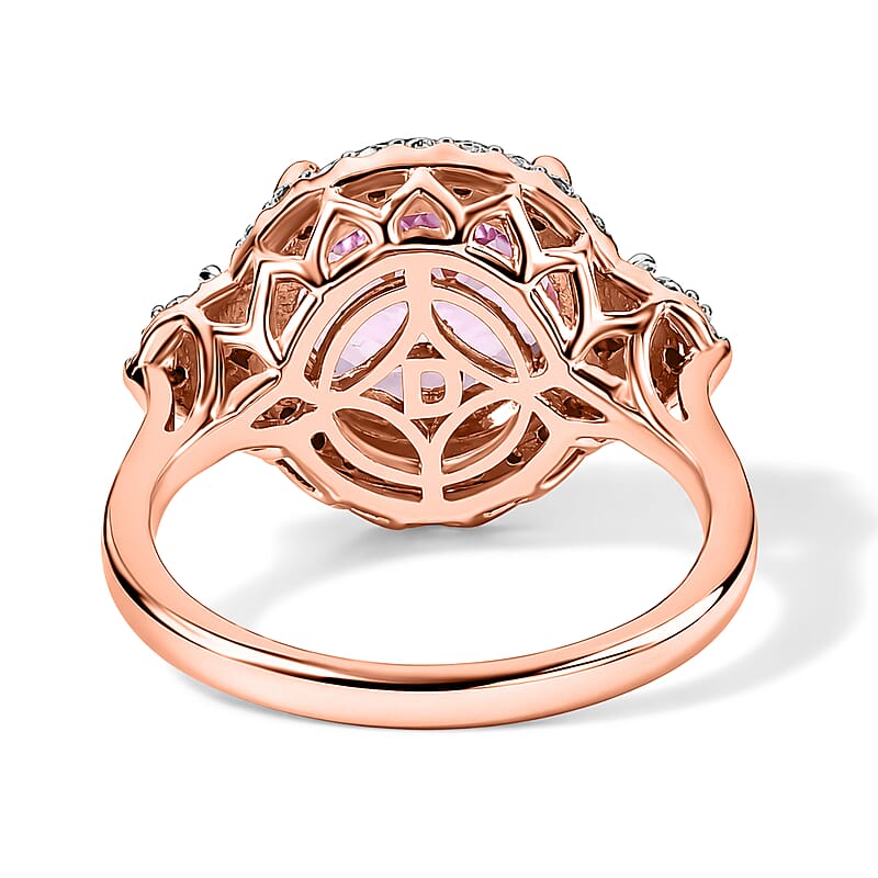 D'Joy Premium Martha Rocha Kunzite and Moissanite 5.30 ctw Ring in 18K Vermeil Rose Gold Over Sterling Silver (Size 7.0)