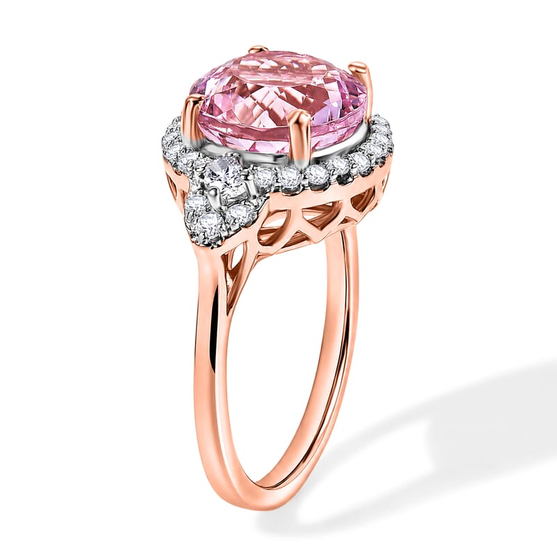 D'Joy Premium Martha Rocha Kunzite and Moissanite 5.30 ctw Ring in 18K Vermeil Rose Gold Over Sterling Silver (Size 8.0)