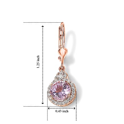 D'Joy Premium Martha Rocha Kunzite and Moissanite 4.00 ctw Earrings in 18K Vermeil Rose Gold Over Sterling Silver