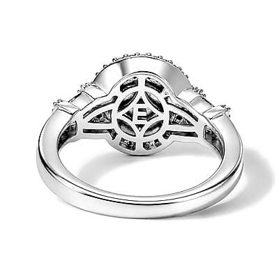 EverTrue Freshwater Pearl and Moissanite 0.35 ctw Ring in Platinum Bond (Size 5.0)