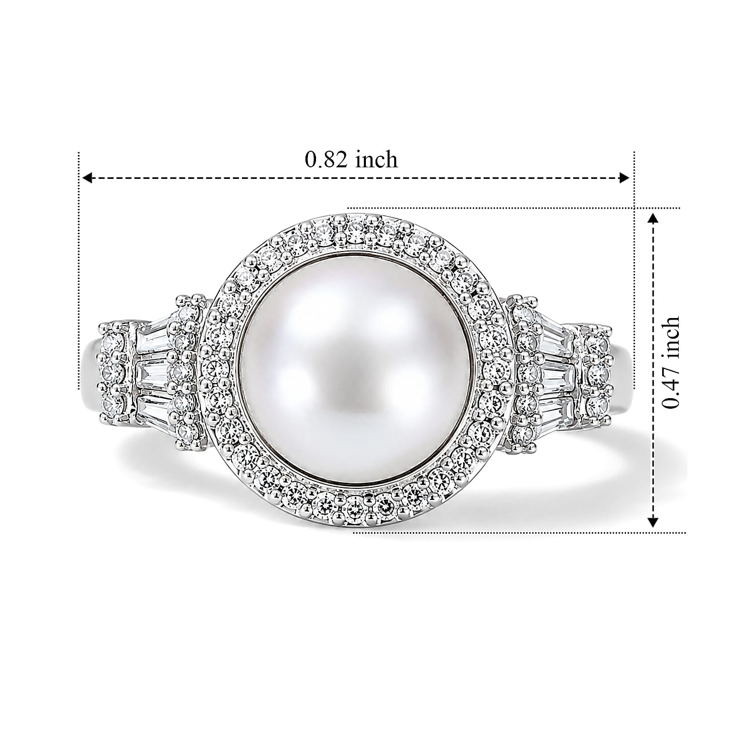 EverTrue Freshwater Pearl and Moissanite 0.35 ctw Ring in Platinum Bond (Size 5.0)