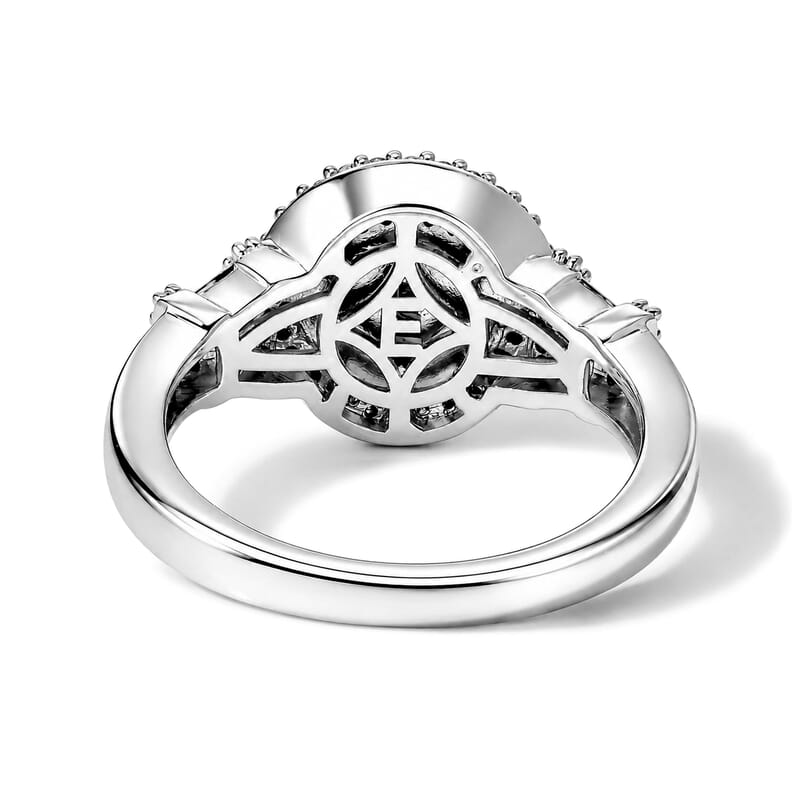 EverTrue Freshwater Pearl and Moissanite 0.35 ctw Grace Ring in Platinum Bond (Size 7.0)