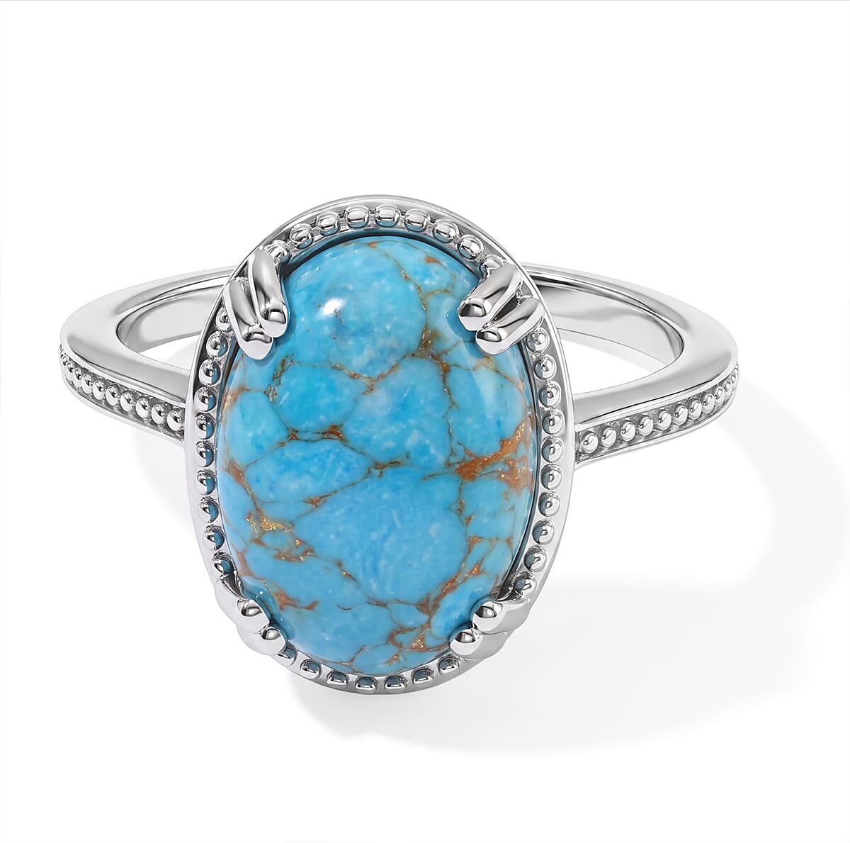 EverTrue Mojave Blue Turquoise 5.30 ctw Ring in Stainless Steel (Size 10.0)