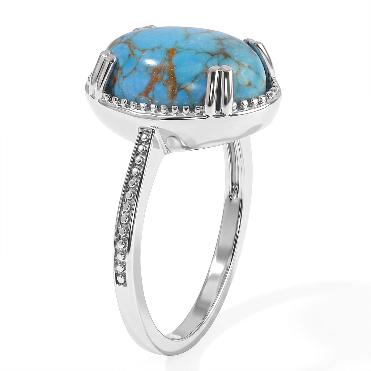 EverTrue Mojave Blue Turquoise 5.30 ctw Ring in Stainless Steel (Size 10.0)
