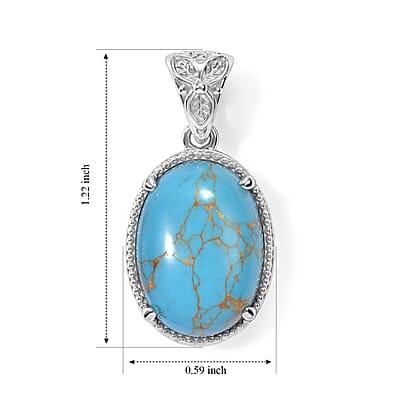 EverTrue Mojave Blue Turquoise 9.00 ctw Solitaire Pendant in Stainless Steel