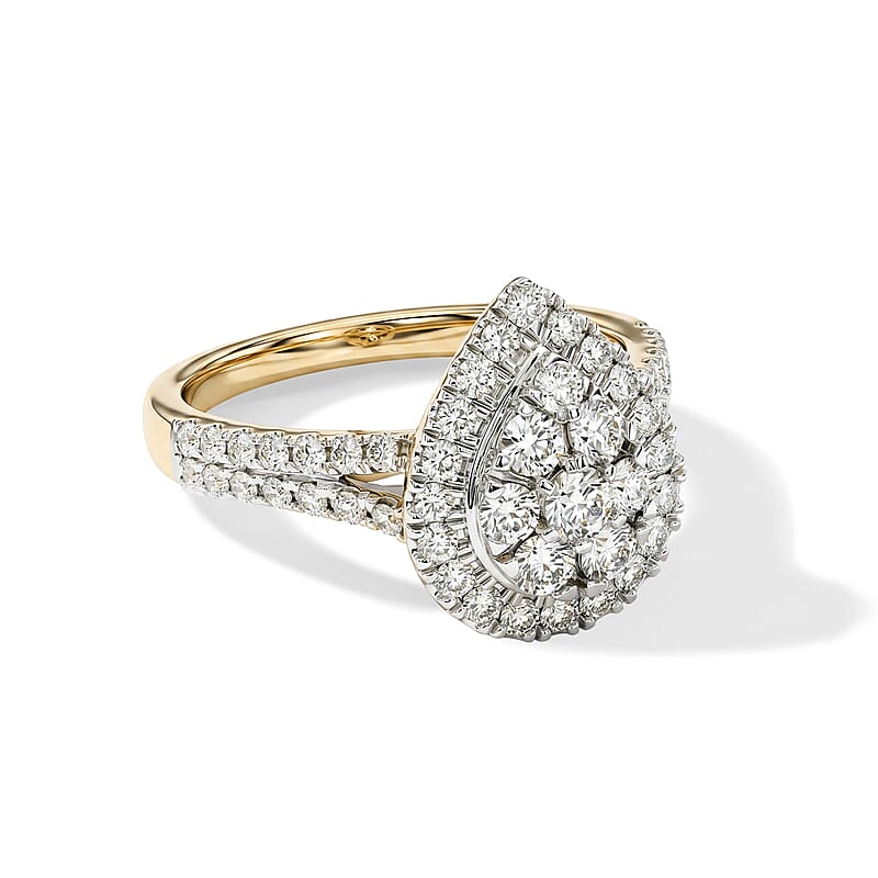 White Diamond F-G SI2 1.00 ctw Cluster Ring in 10K Yellow Gold (Size 6.0)