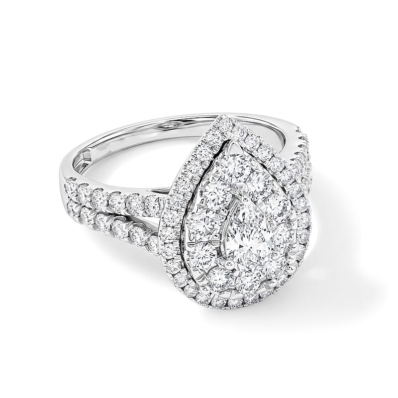 White Diamond G SI2 1.65 ctw Cluster Ring in 14K White Gold (Size 6.0) 4.30 Grams