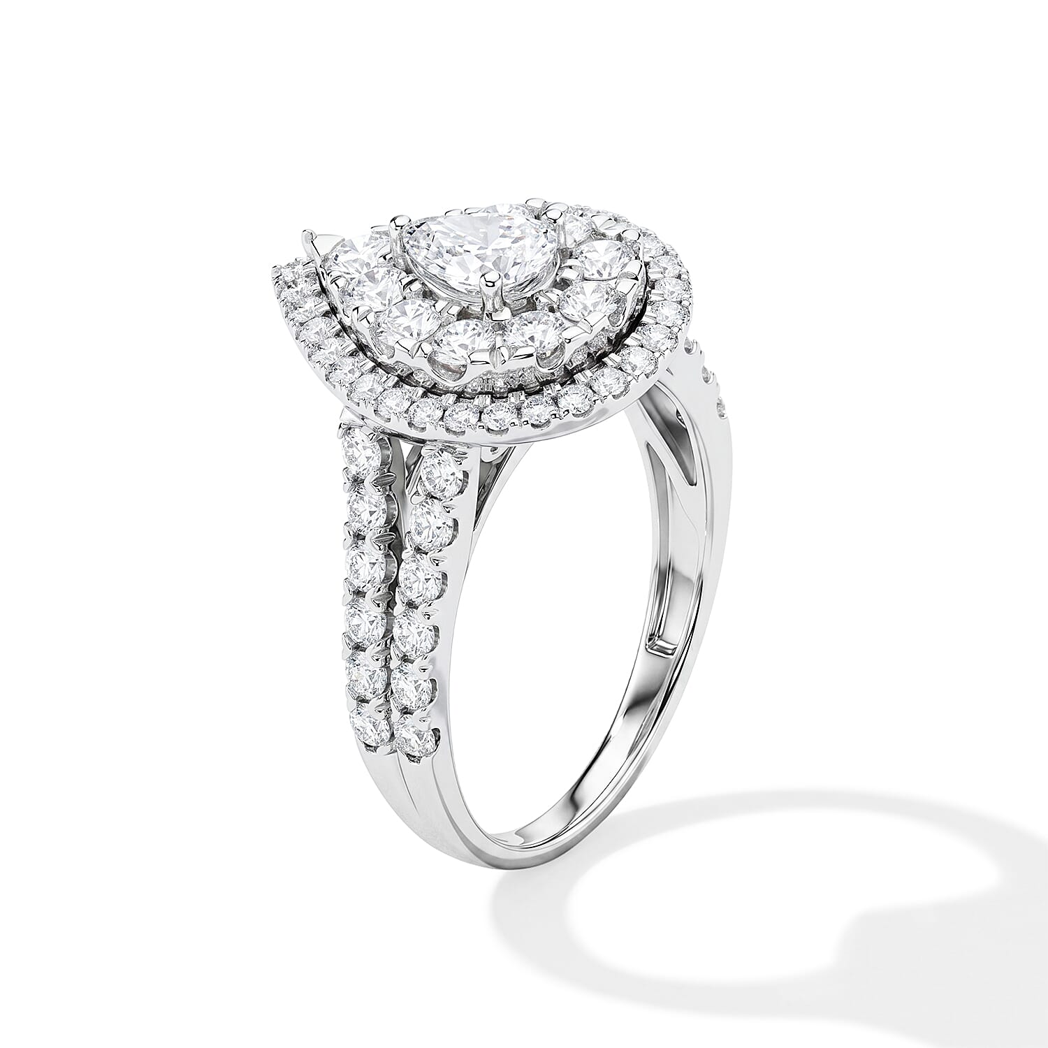 White Diamond G SI2 1.65 ctw Cluster Ring in 14K White Gold (Size 6.0) 4.30 Grams