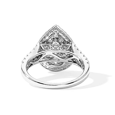 White Diamond G SI2 1.65 ctw Cluster Ring in 14K White Gold (Size 6.0) 4.30 Grams