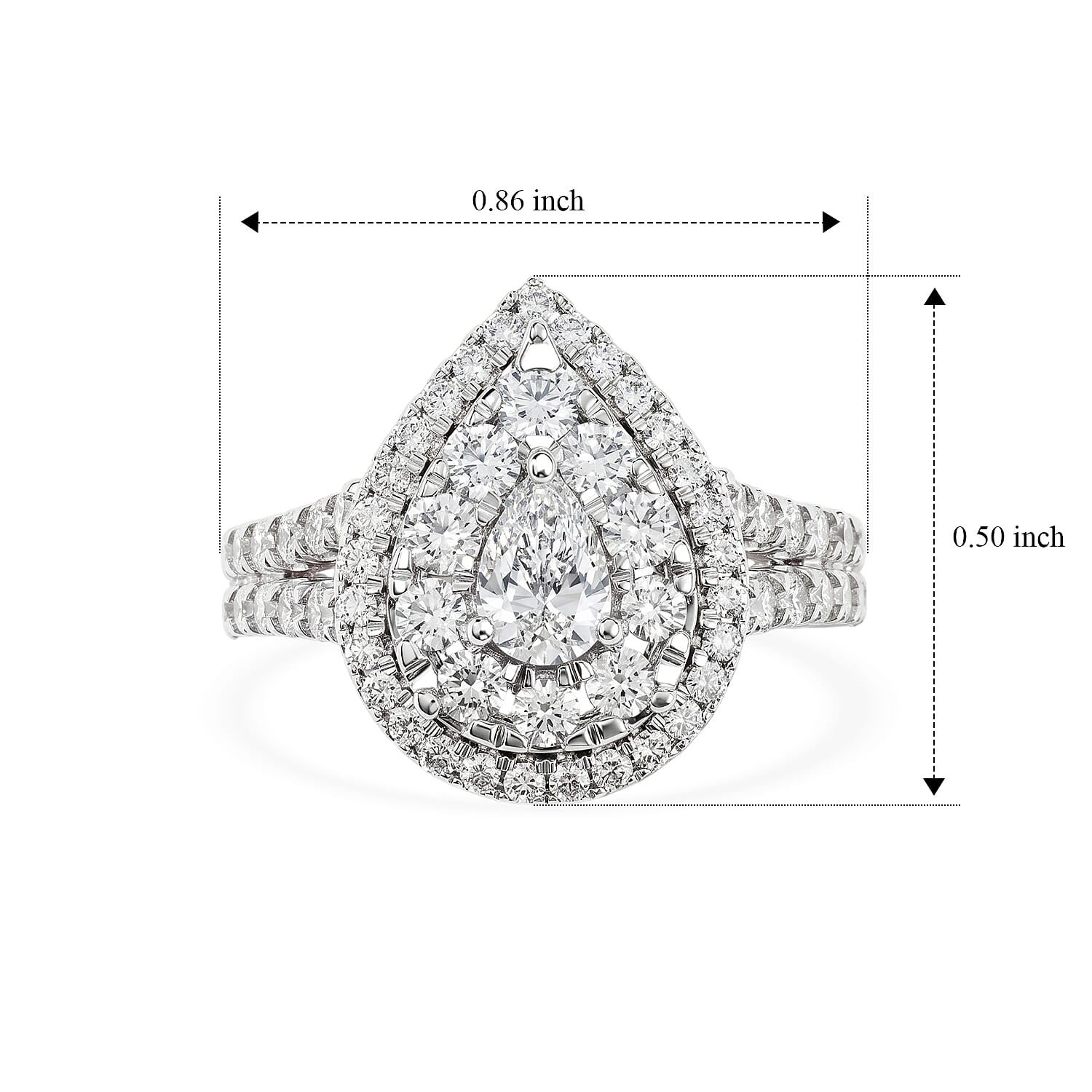 White Diamond G SI2 1.65 ctw Cluster Ring in 14K White Gold (Size 6.0) 4.30 Grams